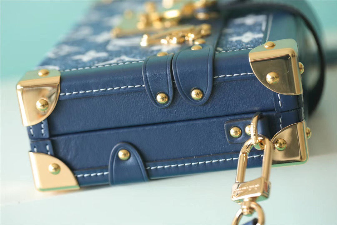 Louis Vuitton Petite Malle Jacquard Since 1854 Blue For Women, Women’s Handbags, Shoulder Bags And Crossbody Bags 7.5in/19cm Louis Vuitton 