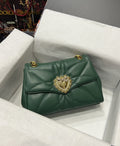 Large Devotion Shoulder Bag In Quilted Nappa Green For Women 11.4in/29cm GLAMI