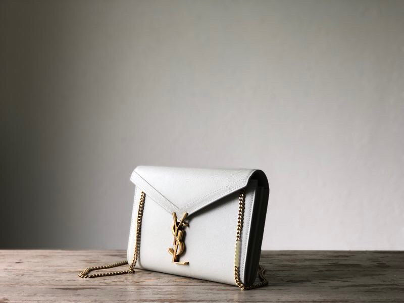 Saint Laurent Cassandra Flap-Front Crossbody Bag White For Women 8.7in/22cm YSL 