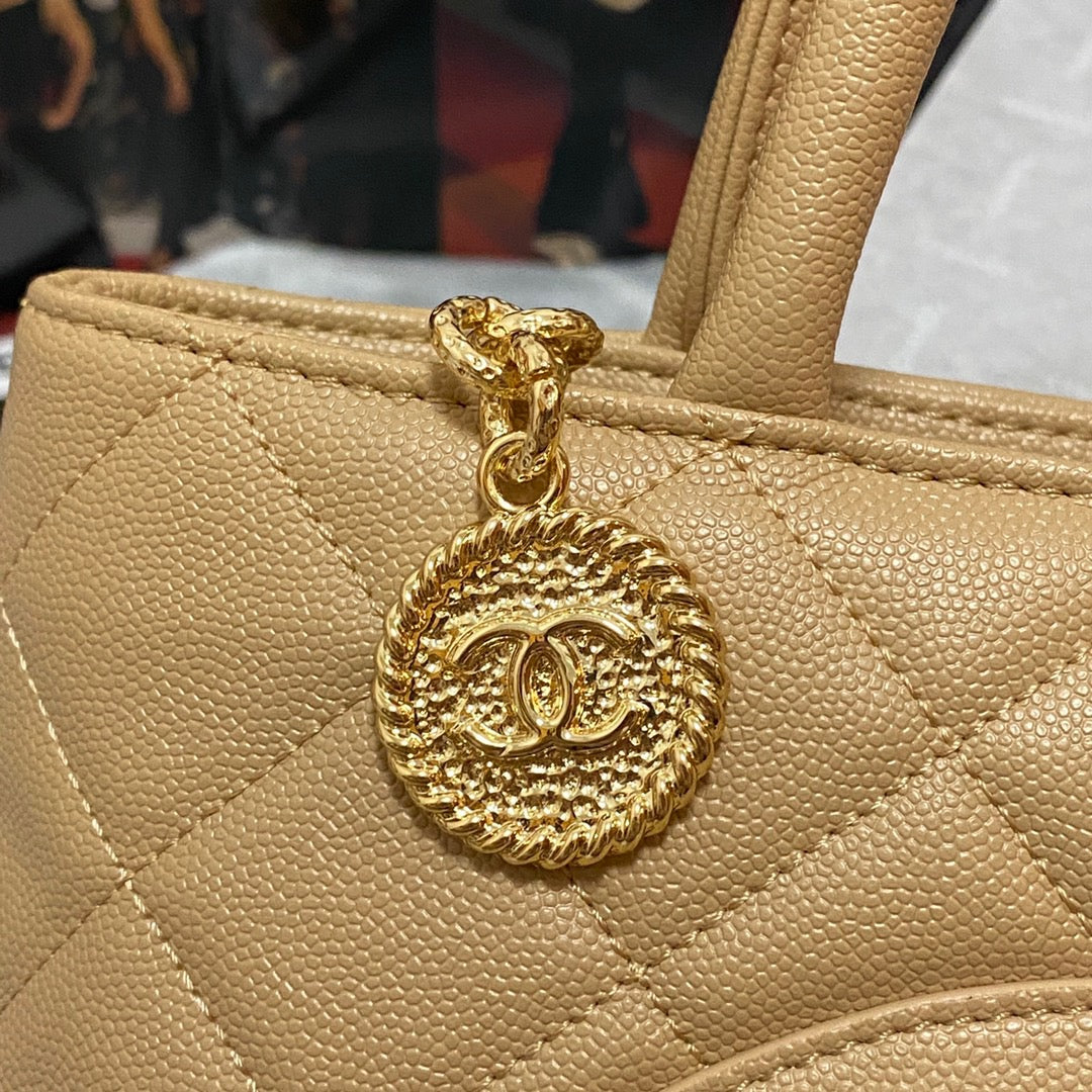 ChanelMedallion Tote Gold Hardware Caviar Yellow For Women Handbags, Shoulder Bags 15.6in/32cm