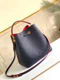 Louis Vuitton NeoNoe MM Bucket Bag Monogram Empreinte Navy Blue/Red For Women, Women’s Handbags, Shoulder And Crossbody Bags 10.2in/26cm Louis Vuitton M45306