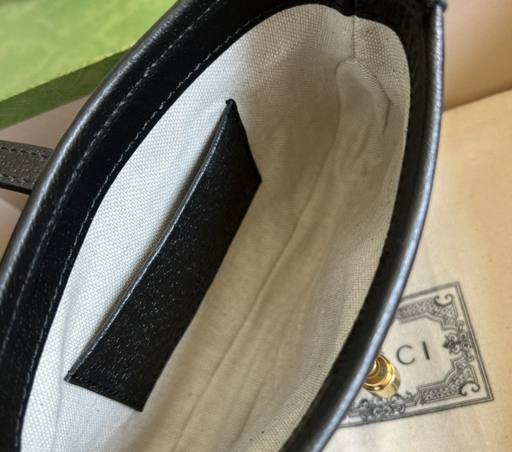 Gucci Jackie 1961 Mini Shoulder Bag Black And Ivory Gucci Denim Jacquard For Women 7.5in/19cm Gucci 685127 UN3AG 1294