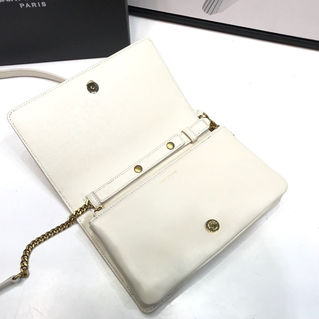 YSSL Angie Patent Handbag White For Women 8in/22cm YSL