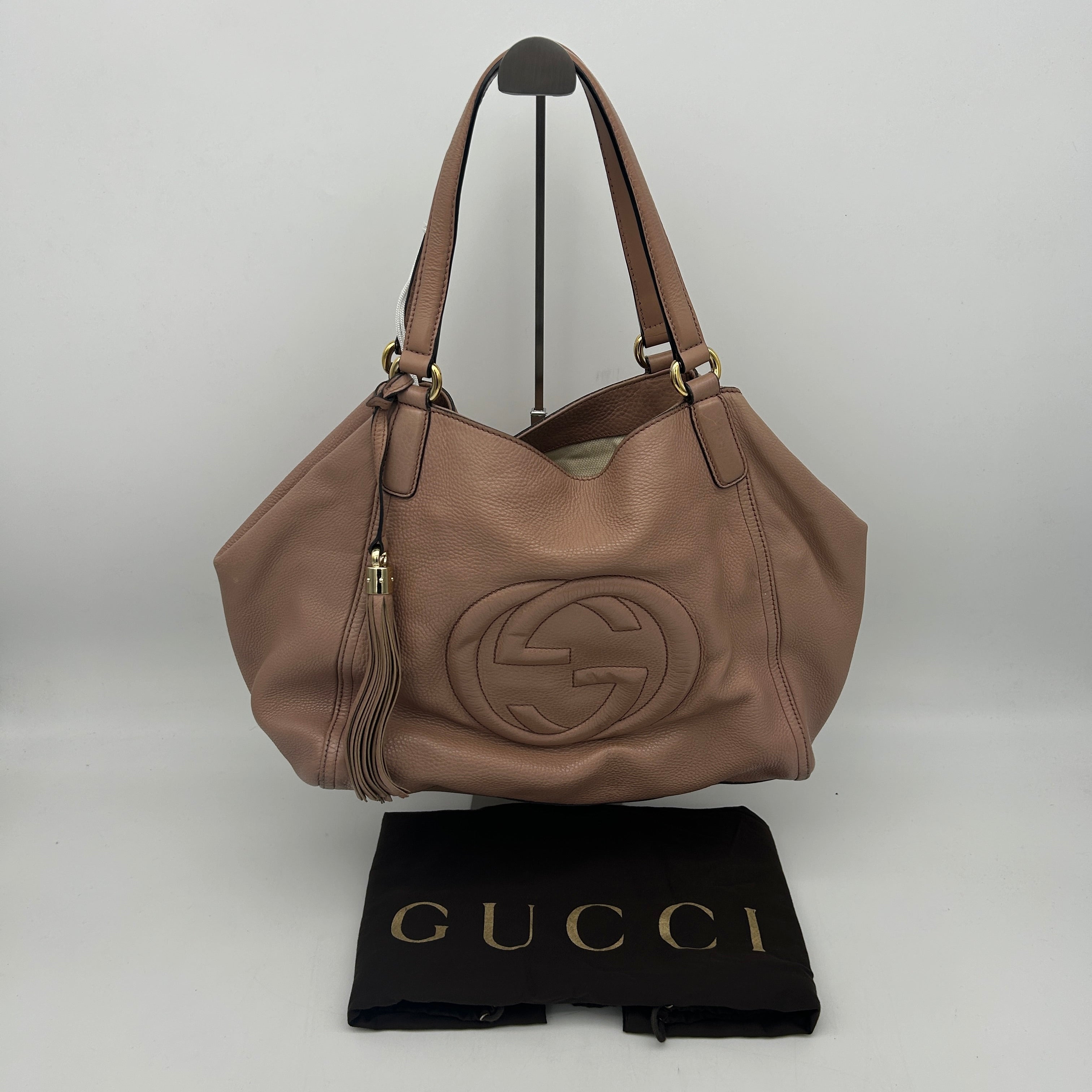 Gucci Soho Pink Leather Convertible Shoulder Bag Small