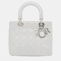 White Medium Lambskin Cannage Lady Dior