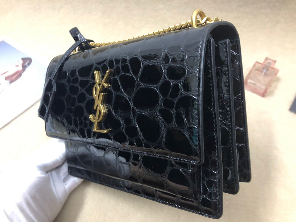 YSSL Sunset Chain Wallet Black For Women 8in/21cm YSL