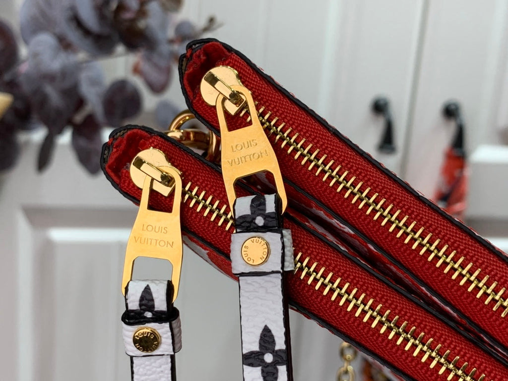 Louis Vuitton Louis Vuitton Crafty Double Zip Pochette Monogram Canvas Red/White For Women,  Shoulder And Crossbody Bags 7.9in/20cm Louis Vuitton