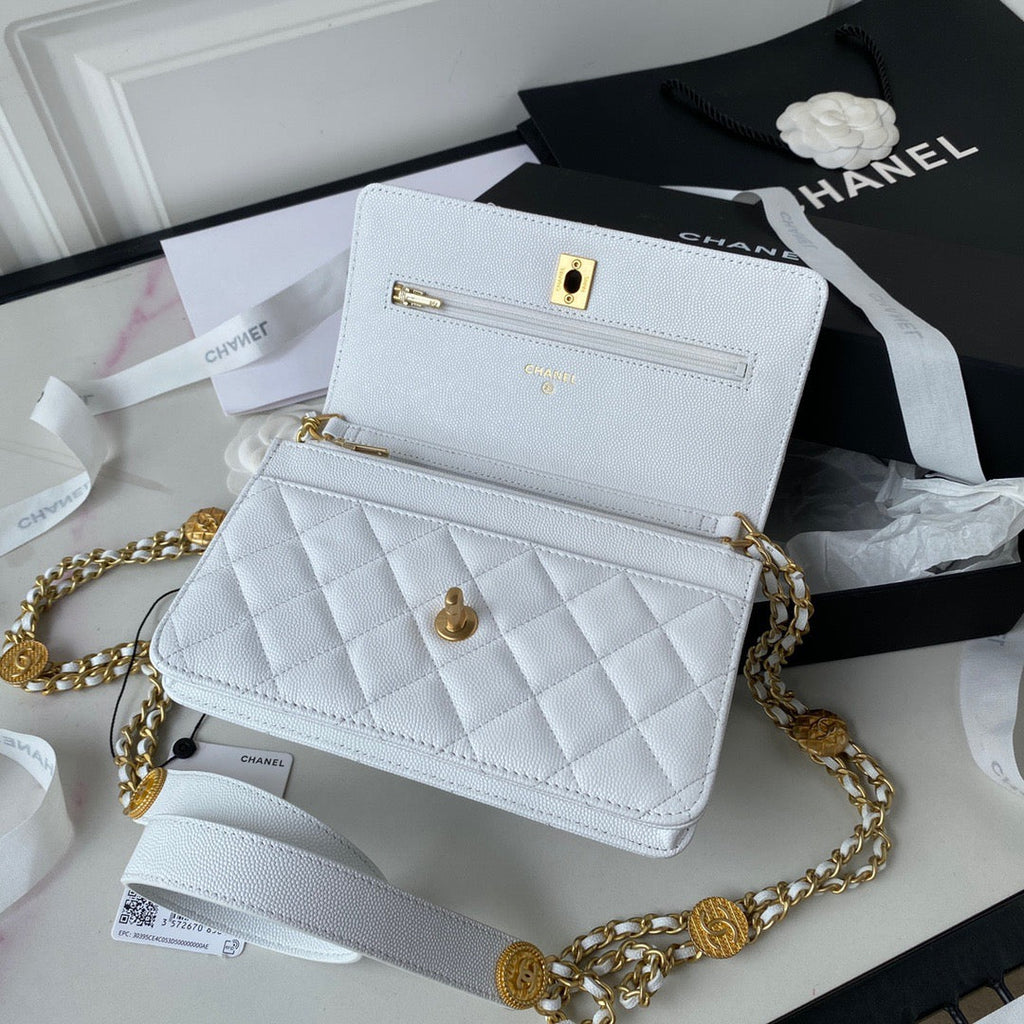 ChanelSmall GlamIap Bag Gold Hardware White For Women Handbags, Shoulder Bags 7.5in/19cm AP2840