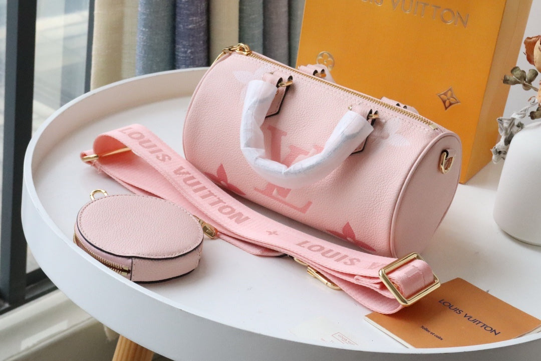 Louis Vuitton Papillon Burberry Monogram Empreinte Bouton De Rose Pink For Women, Women’s Handbags, Shoulder And Crossbody Bags 7.9in/20cm Louis Vuitton M45707