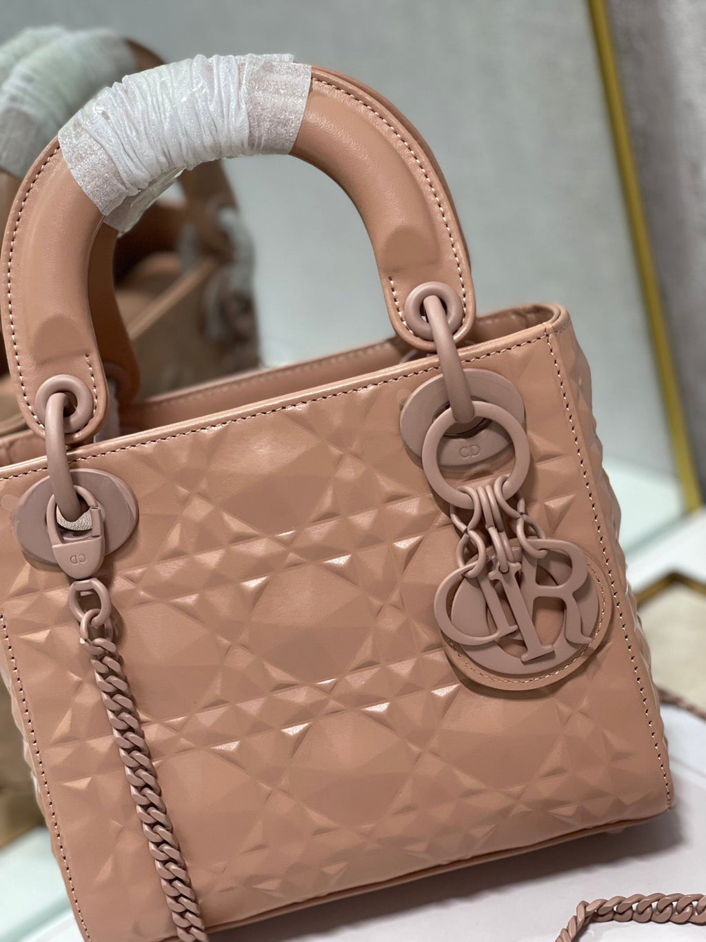 Dior Mini Lady Bag Cannage with Beaded Motif, Brown, For Women Women’s Handbags, Crossbody Bags, 18cm CD