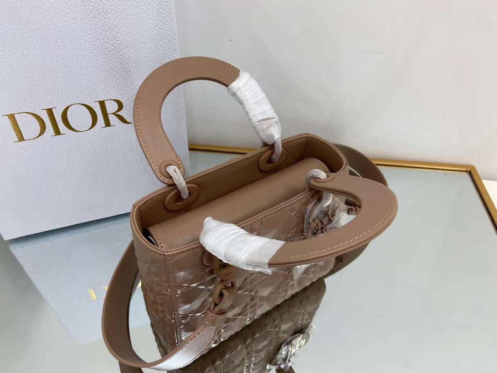 Dior MeDiorum Lady Bag Cannage with Beaded Motif, Brown, For Women Women’s Handbags, Crossbody Bags, 20cm CD