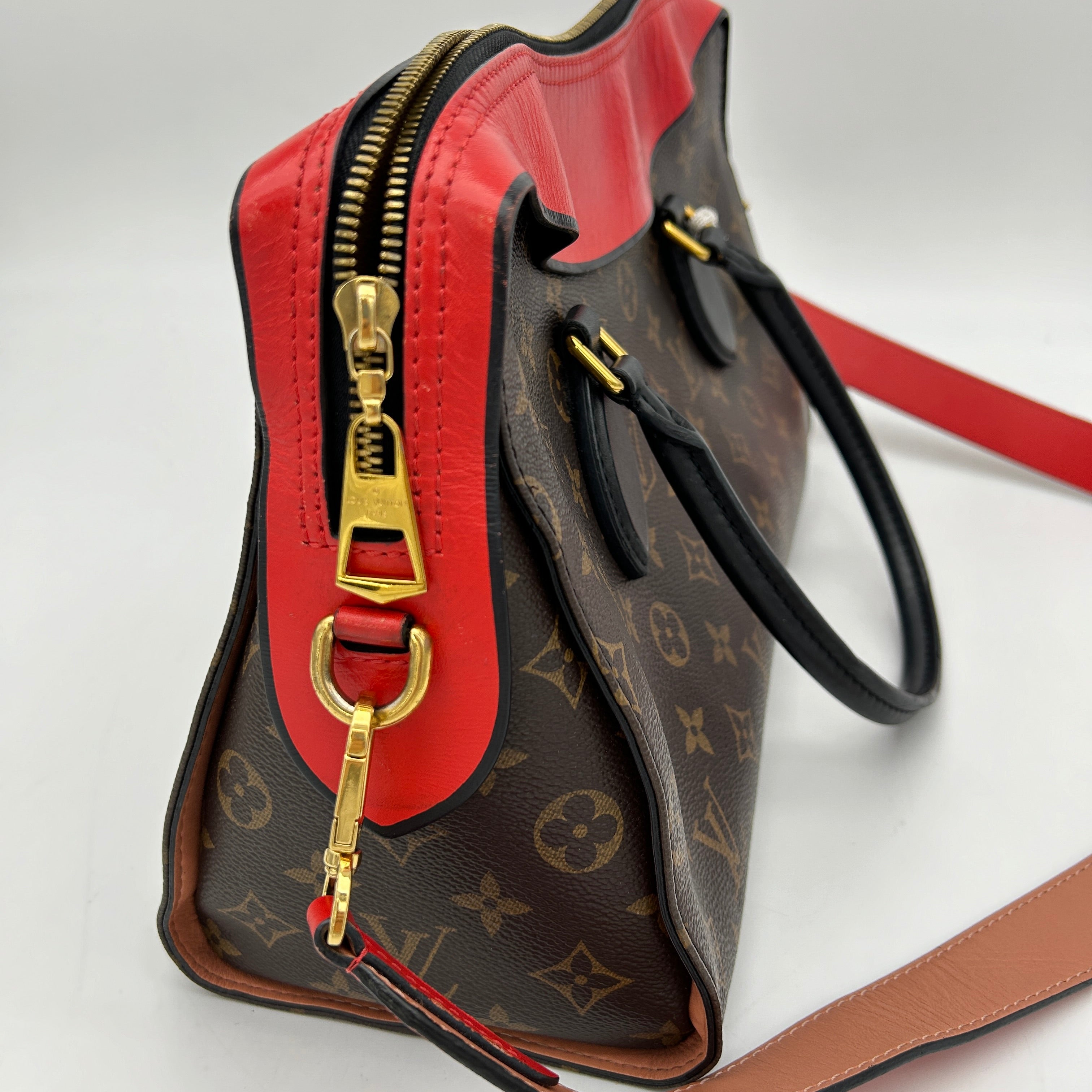 Louis Vuitton Monogram Tuileries Brown Red Canvas Shoulder Bag