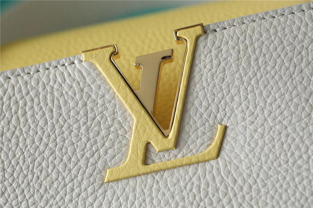 Louis Vuitton Capucines Taurillon Creme Beige/ Plume Yellow Berlingot For Women, WomenÃƒÂ¢Ã¢â€šÂ¬Ã¢â€žÂ¢s Bags, Shoulder And Crossbody Bags 10.6in/27cm Louis Vuitton