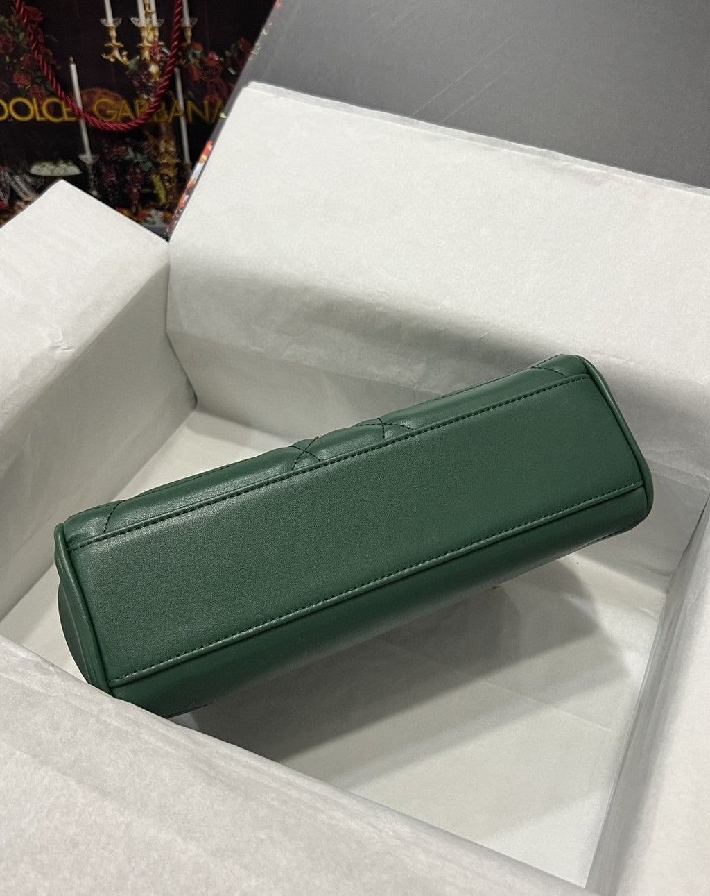 Large Devotion Shoulder Bag In Quilted Nappa Green For Women 11.4in/29cm GLAMI