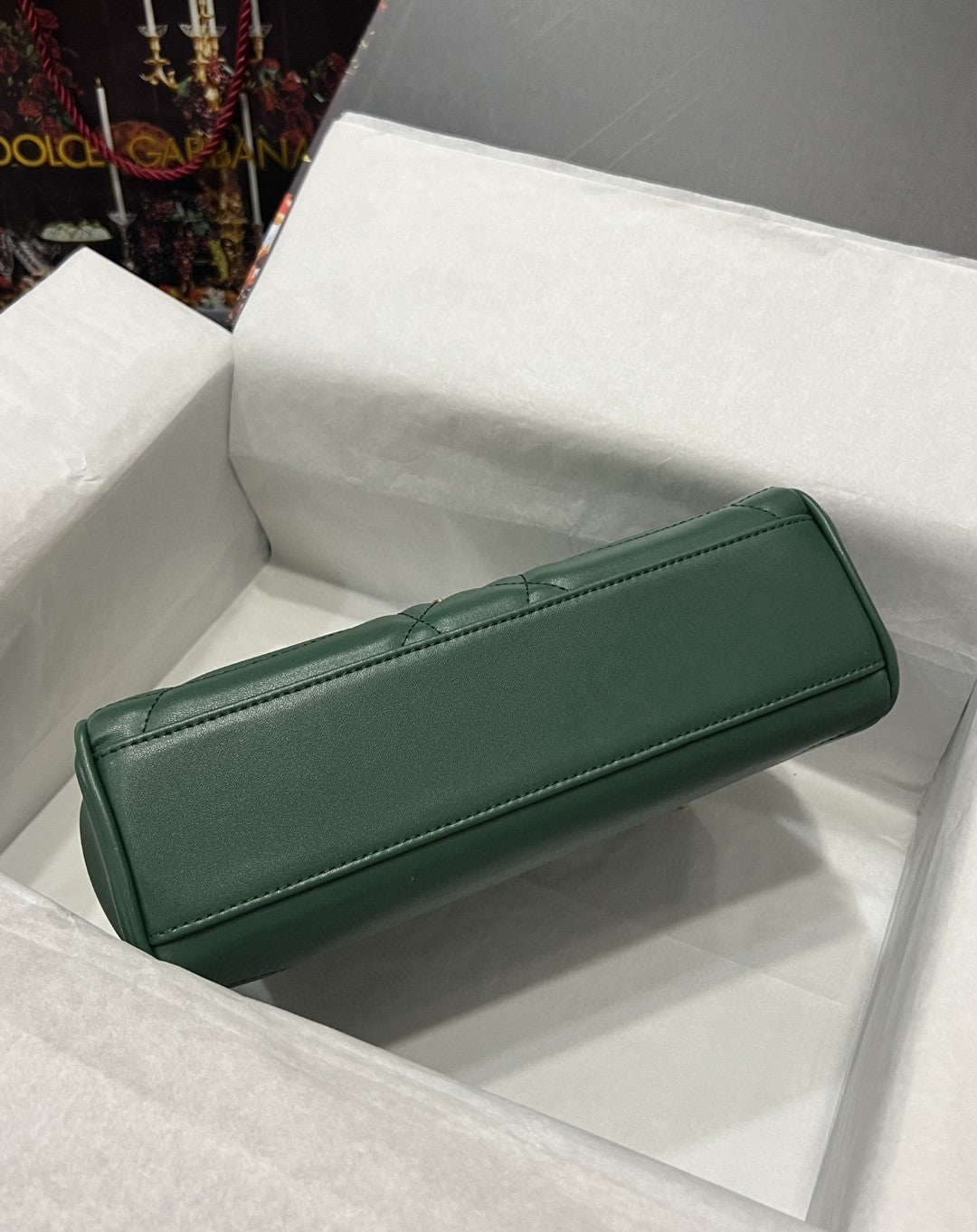 Large Devotion Shoulder Bag In Quilted Nappa Green For Women 11.4in/29cm GLAMI