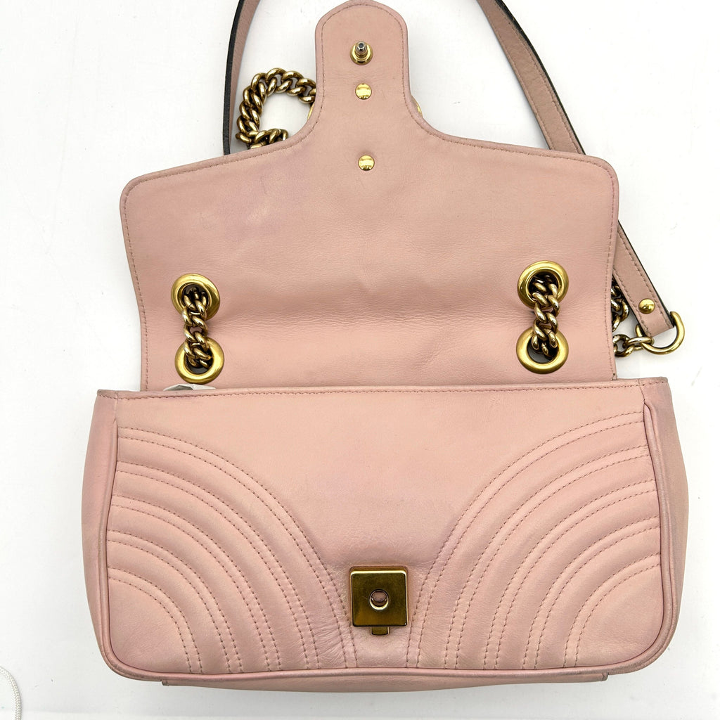 Gucci Pink Matelasse Leather Small GG Marmont Shoulder Bag Gucci  LA16947