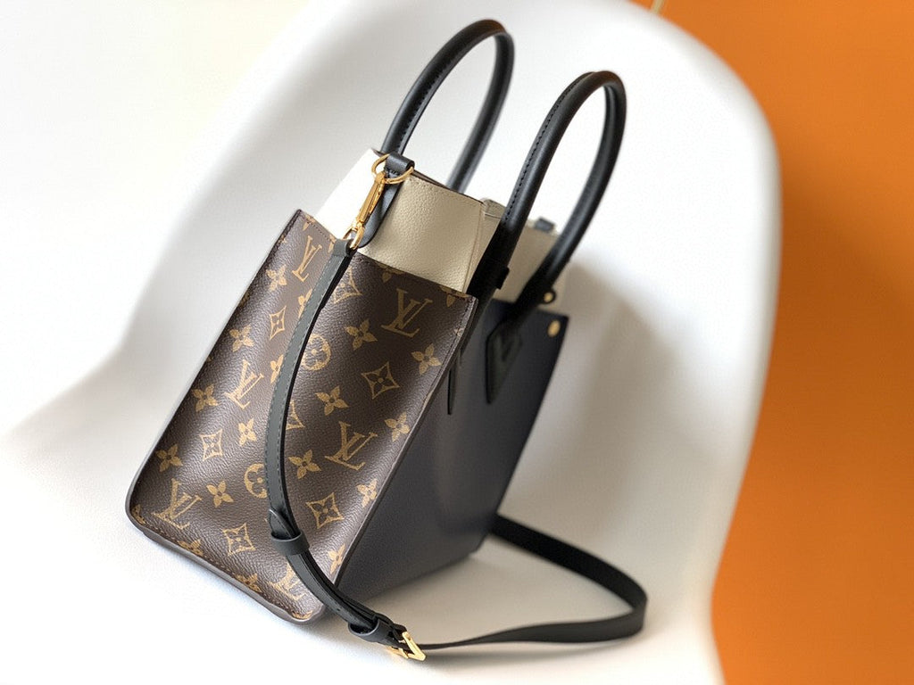 Louis Vuitton On My Side MM Tote Bag Monogram Canvas Navy Blue For Women,  Shoulder Bags 12in/31cm Louis Vuitton M55933