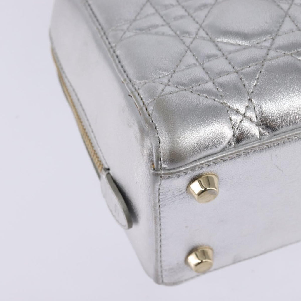 Christian Dior Lady Cannage Matelassé Silver Leather Bag (Pre-Owned)