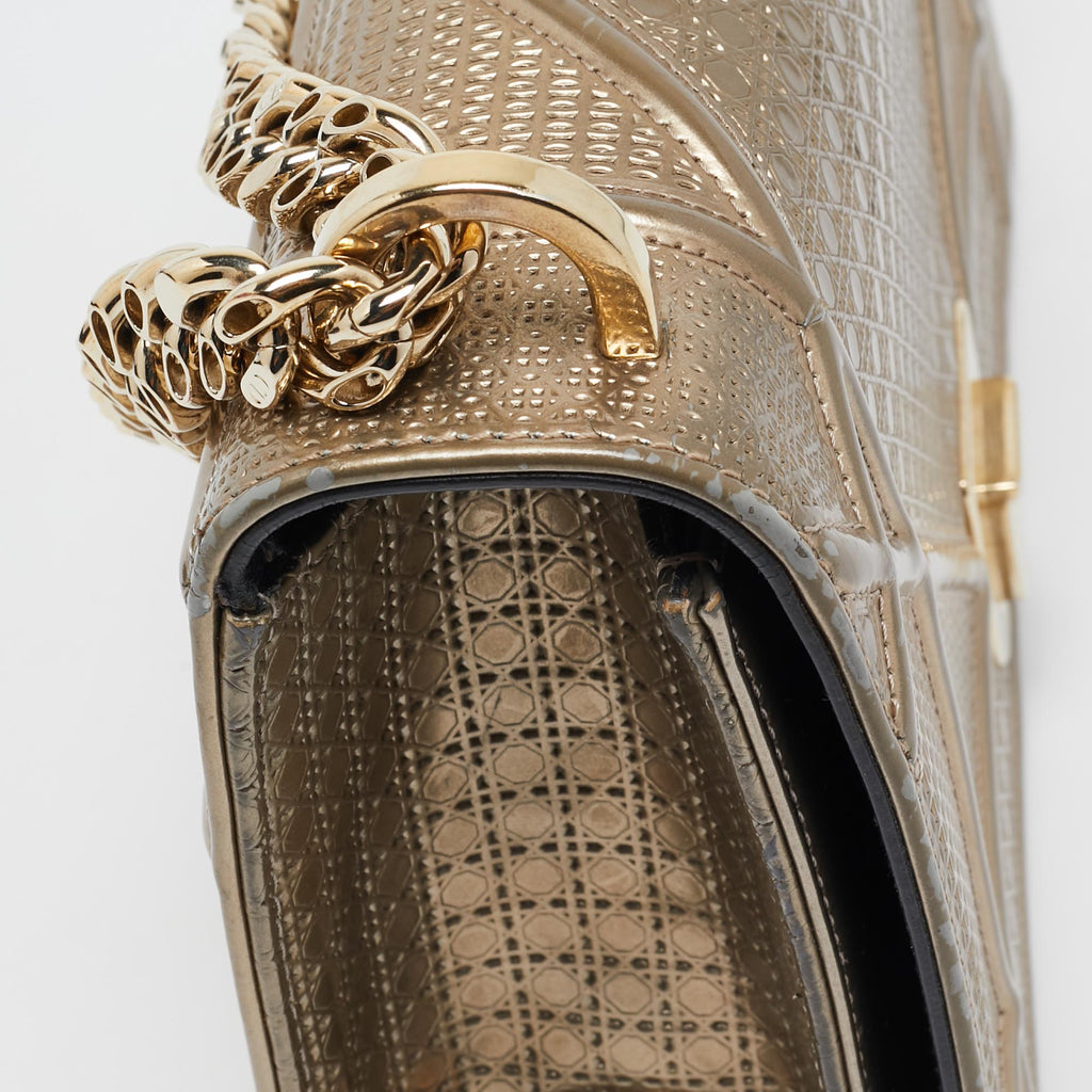 Dior Gold Microcannage  Leather Medium Diorama Shoulder Bag