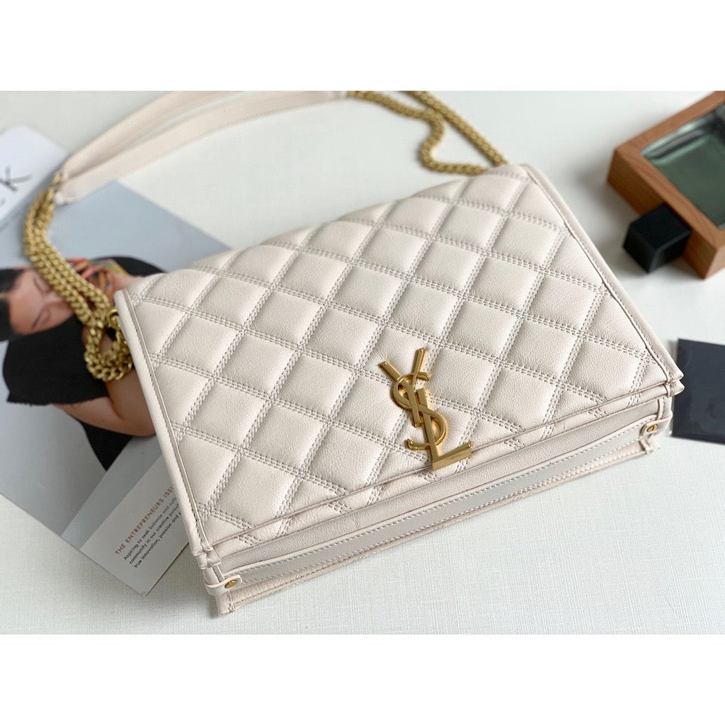 Saint Laurent Becky Small Shoulder Bag White For Women 10.5in/27cm YSL