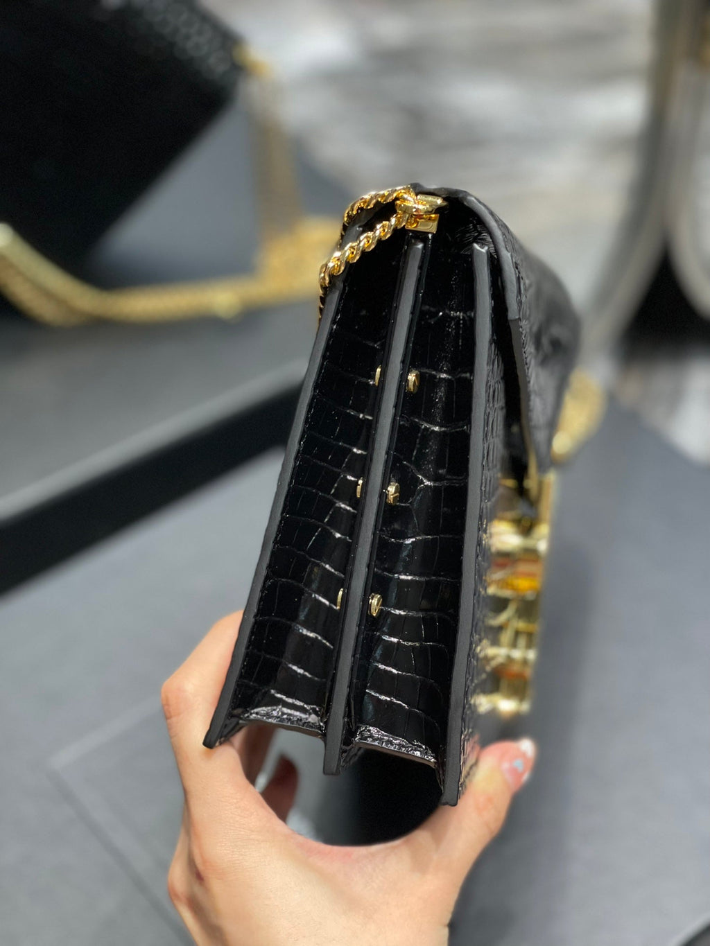 YSSL Cassandra Medium Chain Bag Black For Women 8in/22cm YSL