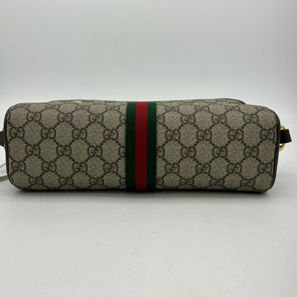 GUCCI GG Supreme Monogram Web Small Ophidia Shoulder Bag Brown 2101218346466