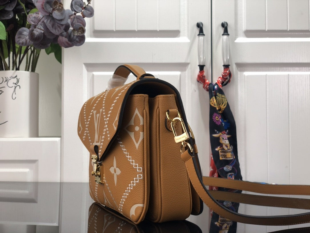 Louis Vuitton Pochette Metis Monogram Empreinte Arizona Brown For Spring,  Shoulder And Crossbody Bags 9.8in/25cm Louis Vuitton M46018