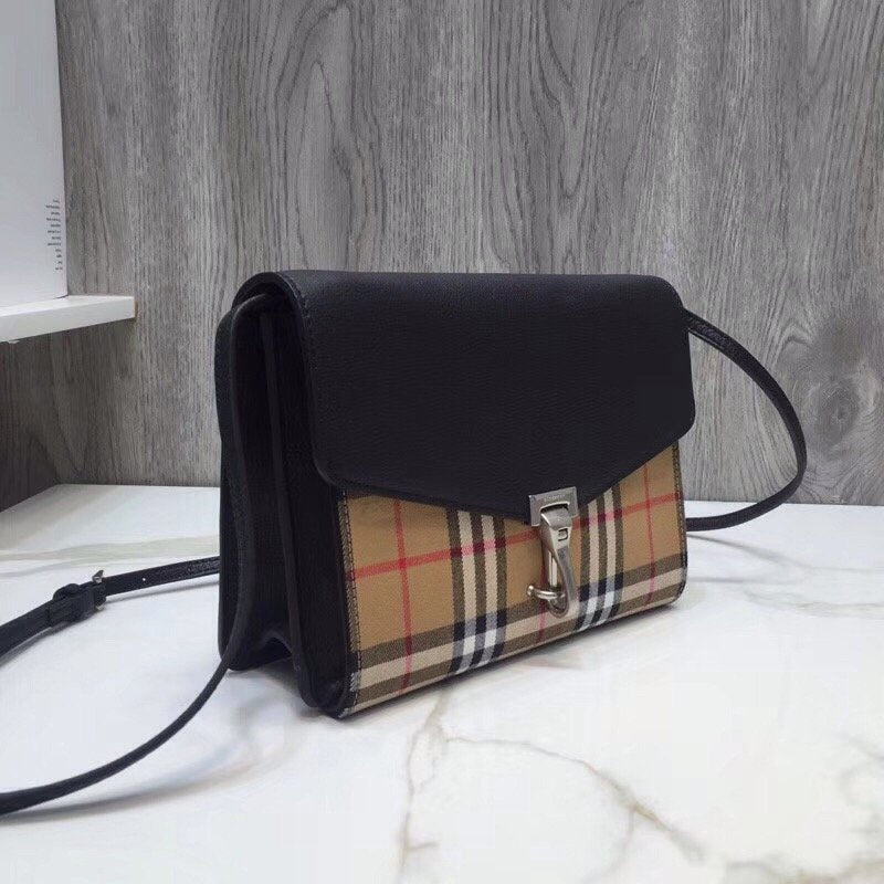 Burberry Small Vintage Check And Crossbody Bag Black For Women, Bags 9in/24cm