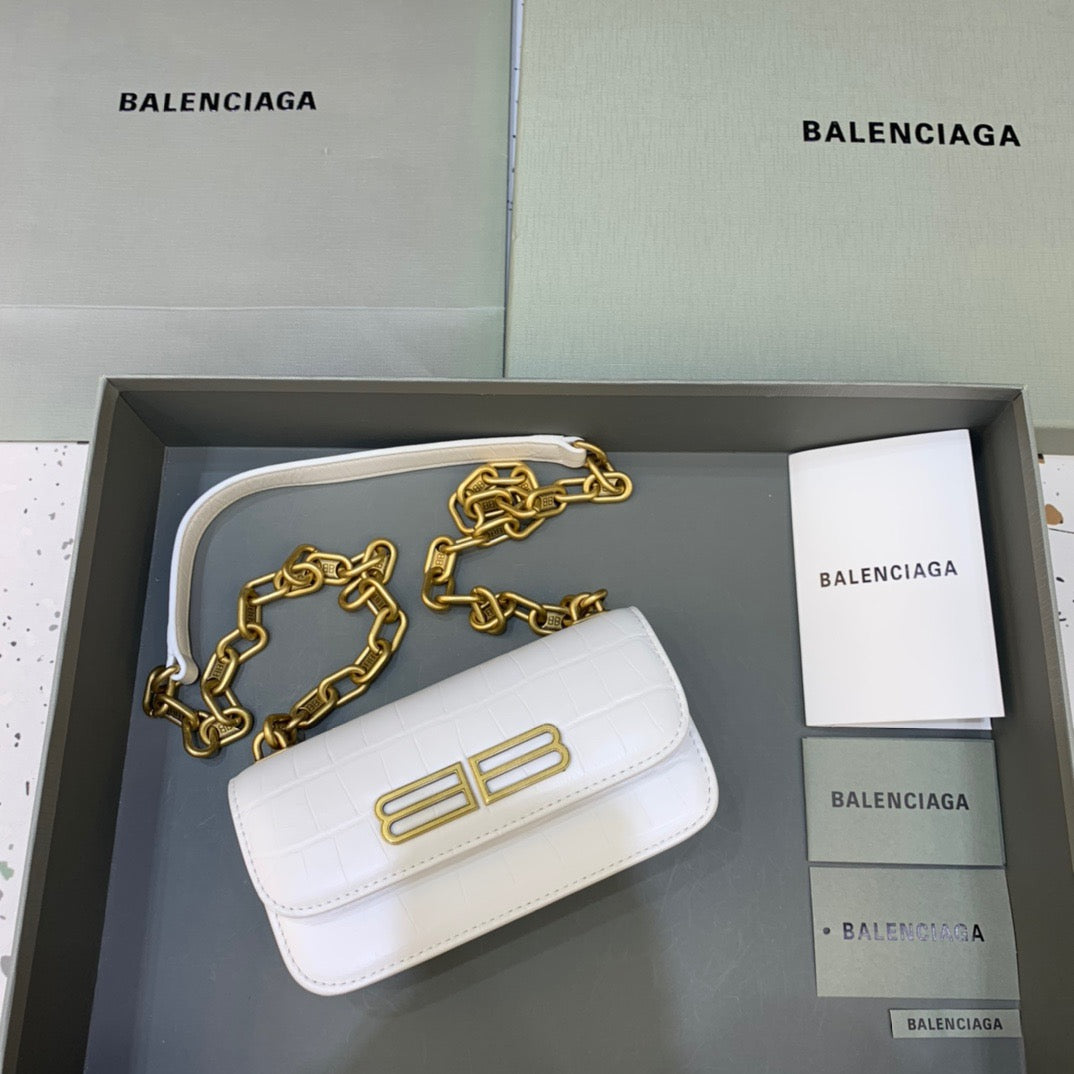 Gossip Small On Chain Shoulder Bag White, For Women,  Bags 7.4in/19cm