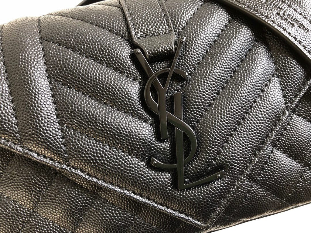 Top Quality Envelope Small Bag In Mix MatelassÃ© Grain De Poudre Black For Women 8.2in/21cm YSL 600195BOW981000