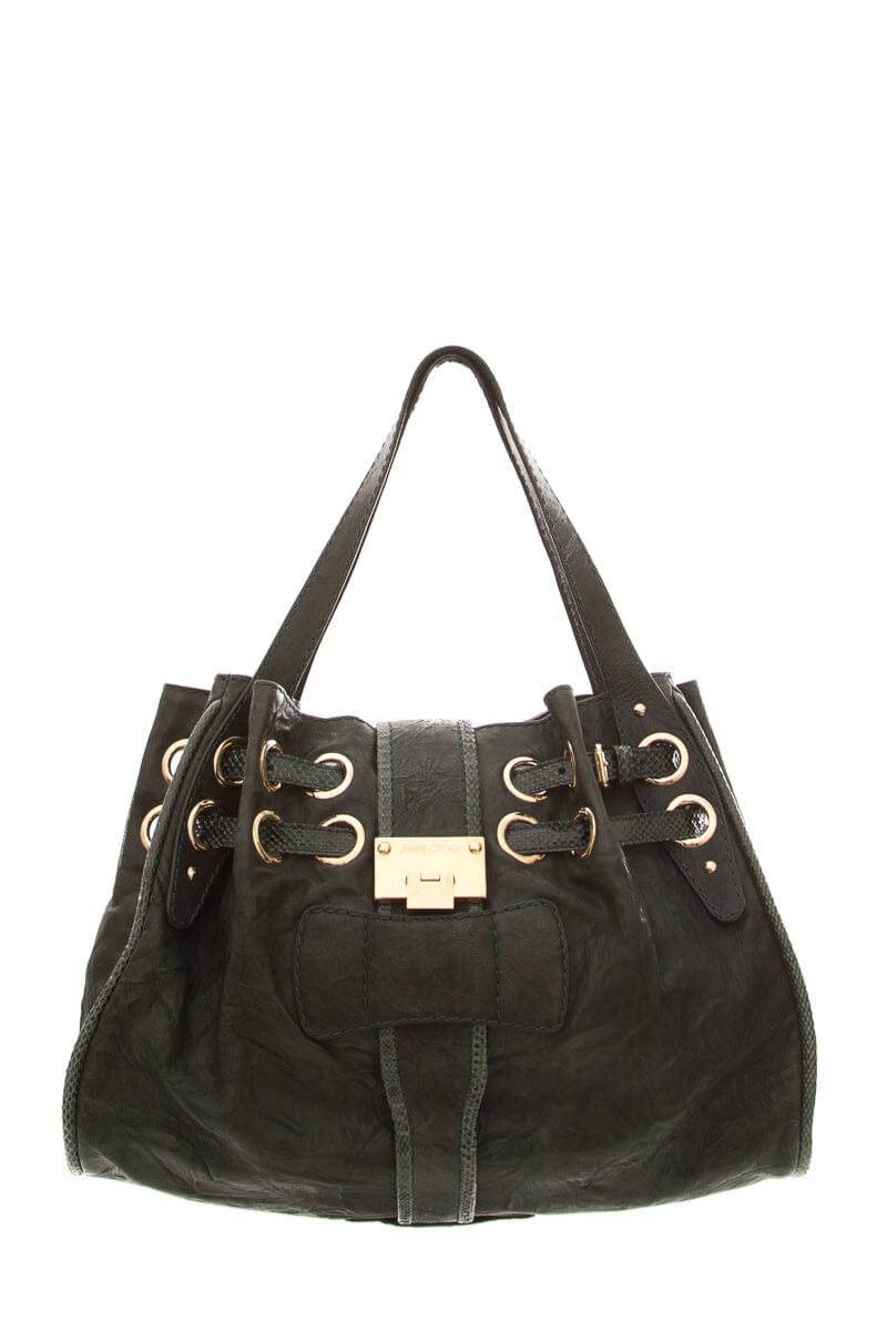 Jimmy Choo Green Watersnake Leather Shoulder Bag