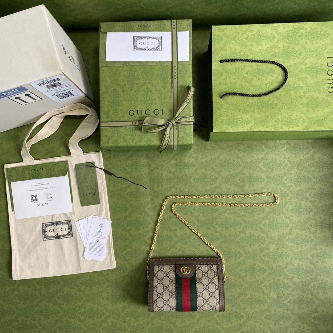 Gucci OphiDiora Mini Shoulder Bag Beige/Ebony Gucci Supreme Canvas Green And Red Web Detail Brown For Women 7.5in/19cm Gucci 602676 K05NB 8745