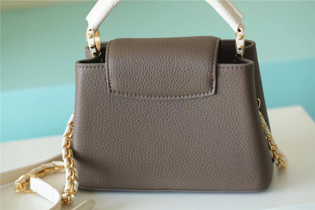 Louis Vuitton Capucines Mini Taurillon Smokey Brown Green/ Creme/ Pink For Women,  Shoulder And Crossbody Bags 21cm/8.3in Louis Vuitton