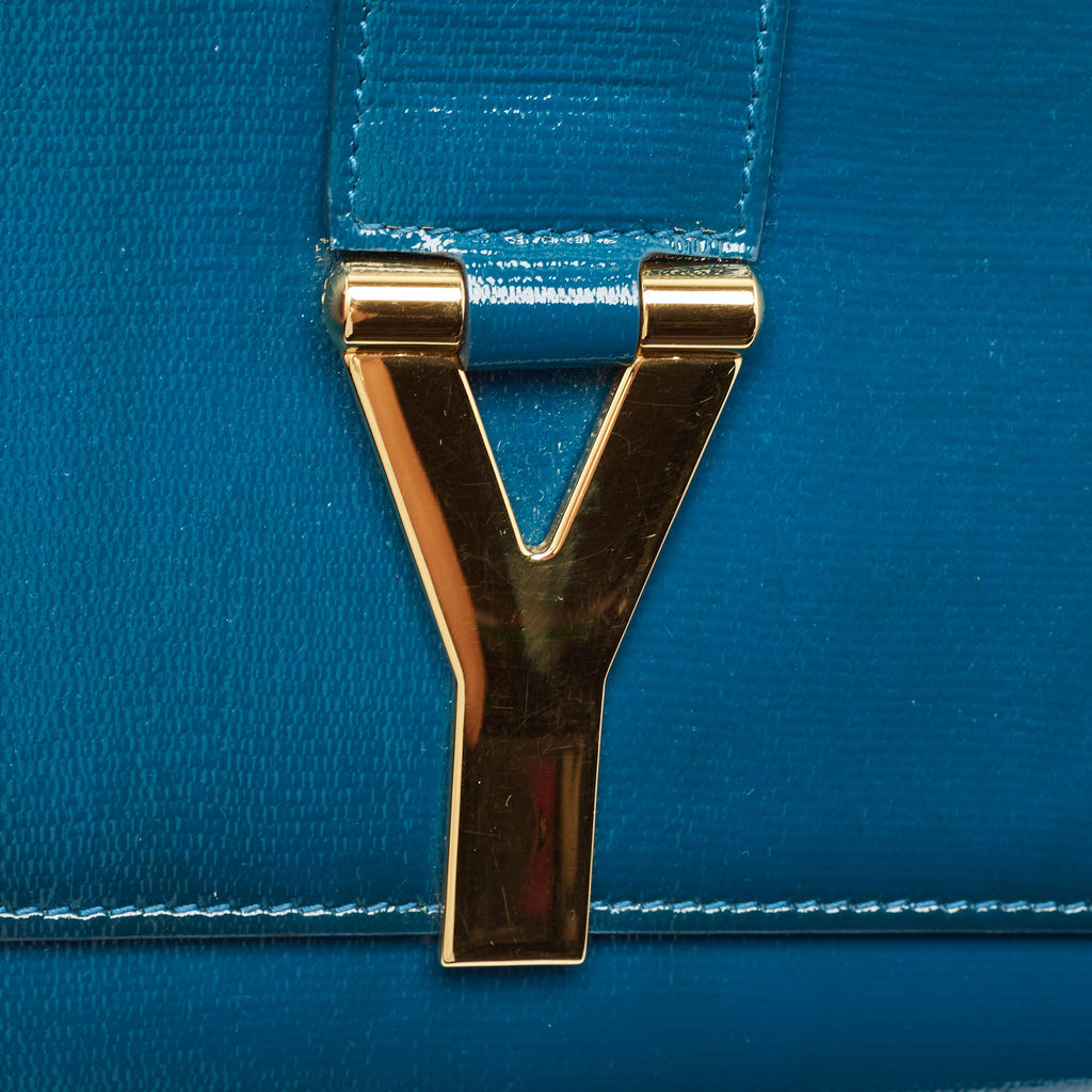Saint Laurent Teal Green  Leather Y Line Clutch