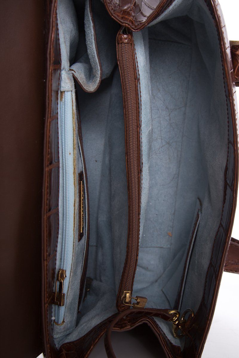 Lambertson Truex Brown Alligator Shoulder Bag