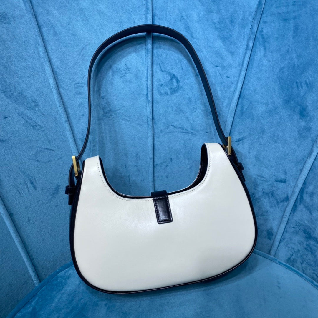Top Quality Le Fermoir Hobo Bag White/Black For Women 9.5in/24cm YSLÂ 