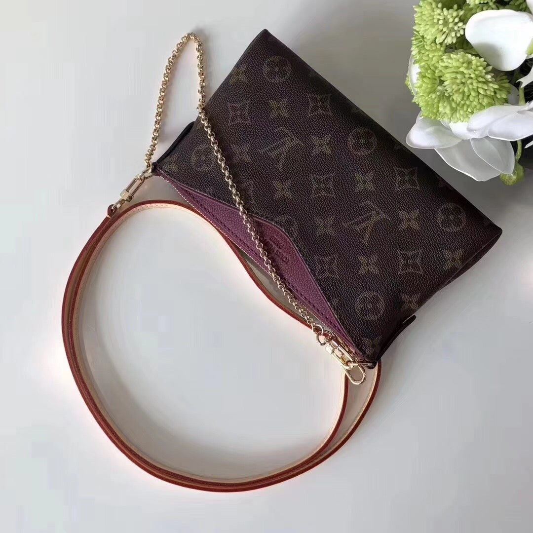 Louis Vuitton Pallas Clutch Monogram Canvas Burgundy For Women, WoHandbag, Shoulder And Crossbody Bags 8.3in/21cm Louis Vuitton M41639