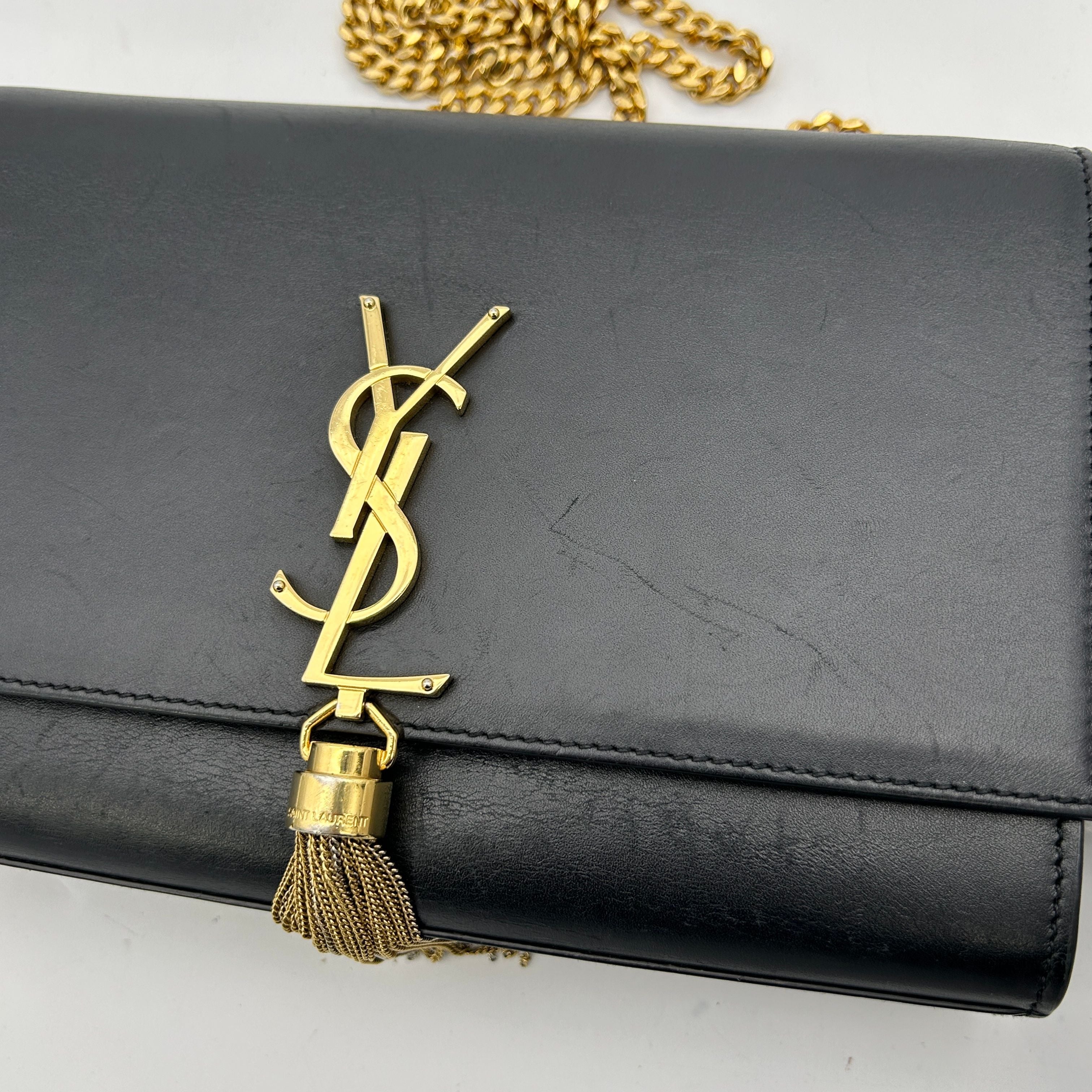 Saint Laurent Classic Kate Tassel Chain Shoulder Black LA30622