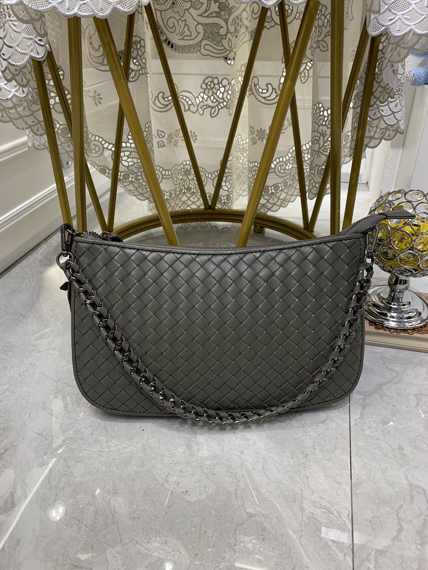 Bottega Veneta Crossbody Bag Cinereous, For Women, Bags 9.4in/24cm