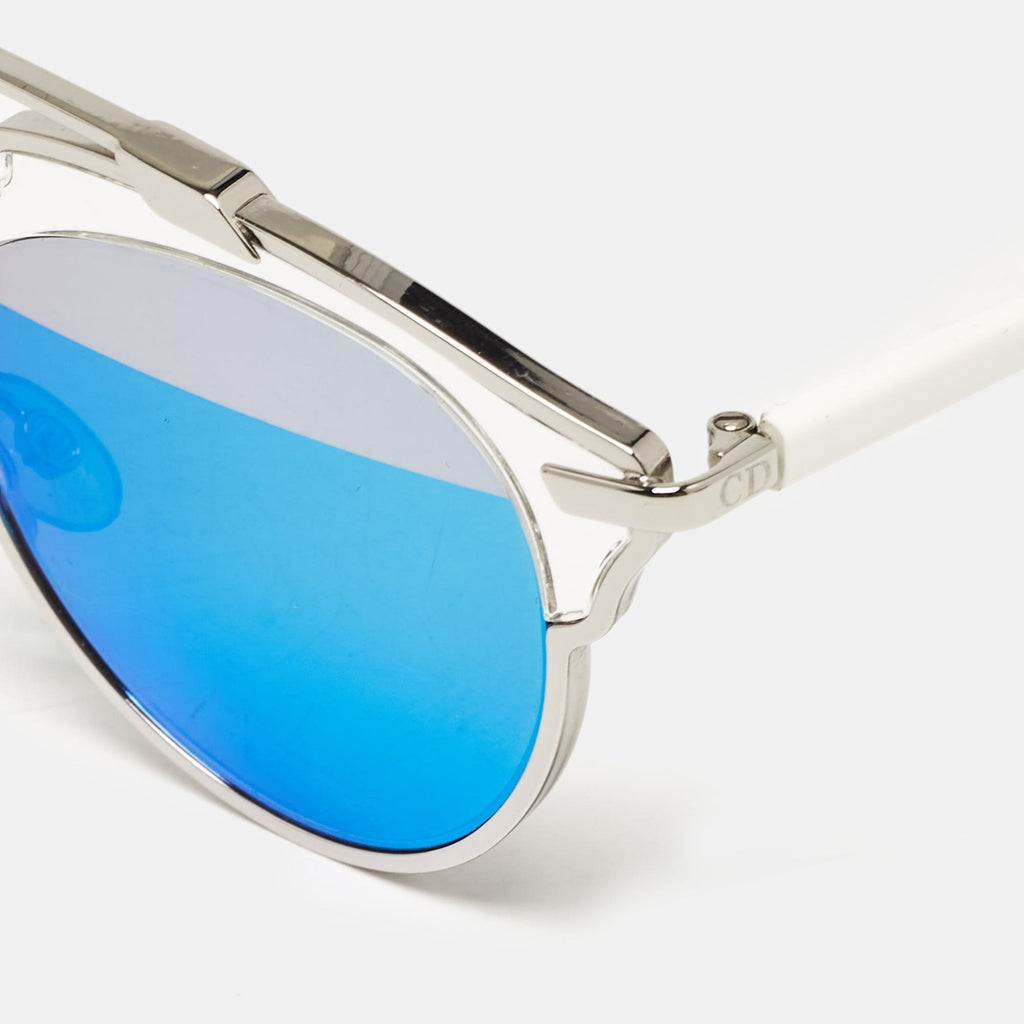 Dior White/blue Mirrored Diorso1 :1 Rep Round Sunglasses