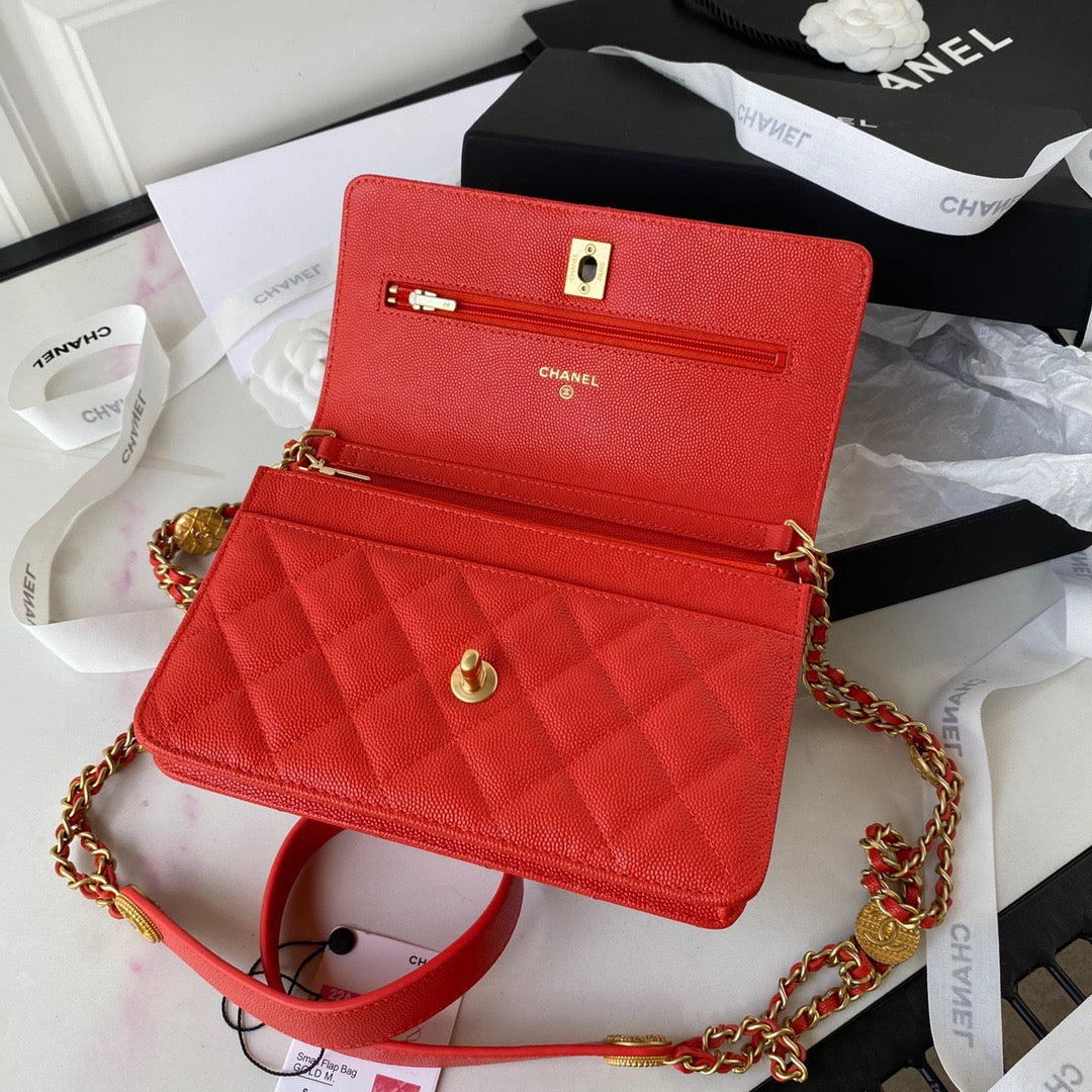 ChanelSmall GlamIap Bag Gold Hardware Red For Women Handbags, Shoulder Bags 7.5in/19cm AP2840