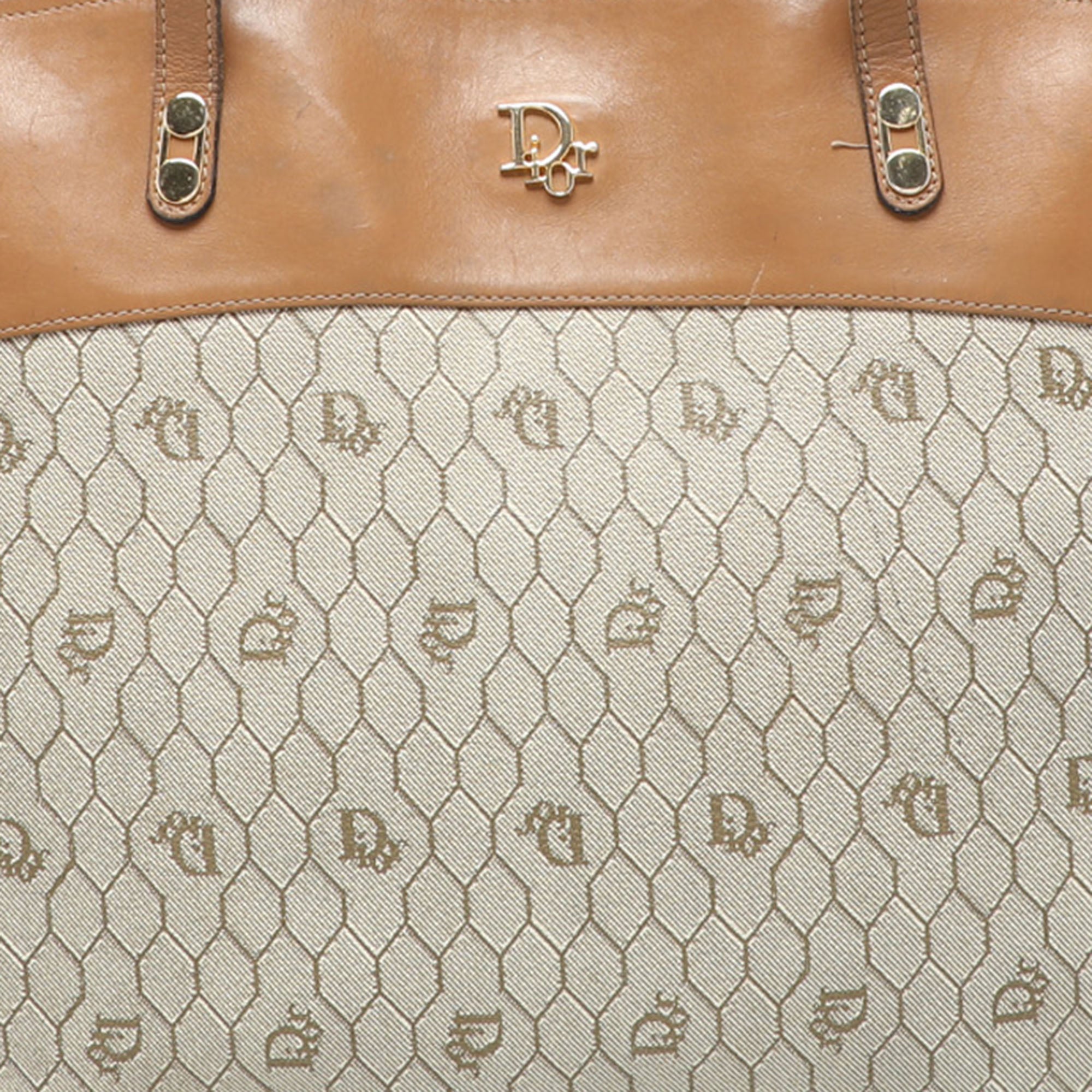 Dior Beige/br Honeycomb Coated Canvas And Leather 1:1 Rep Tote