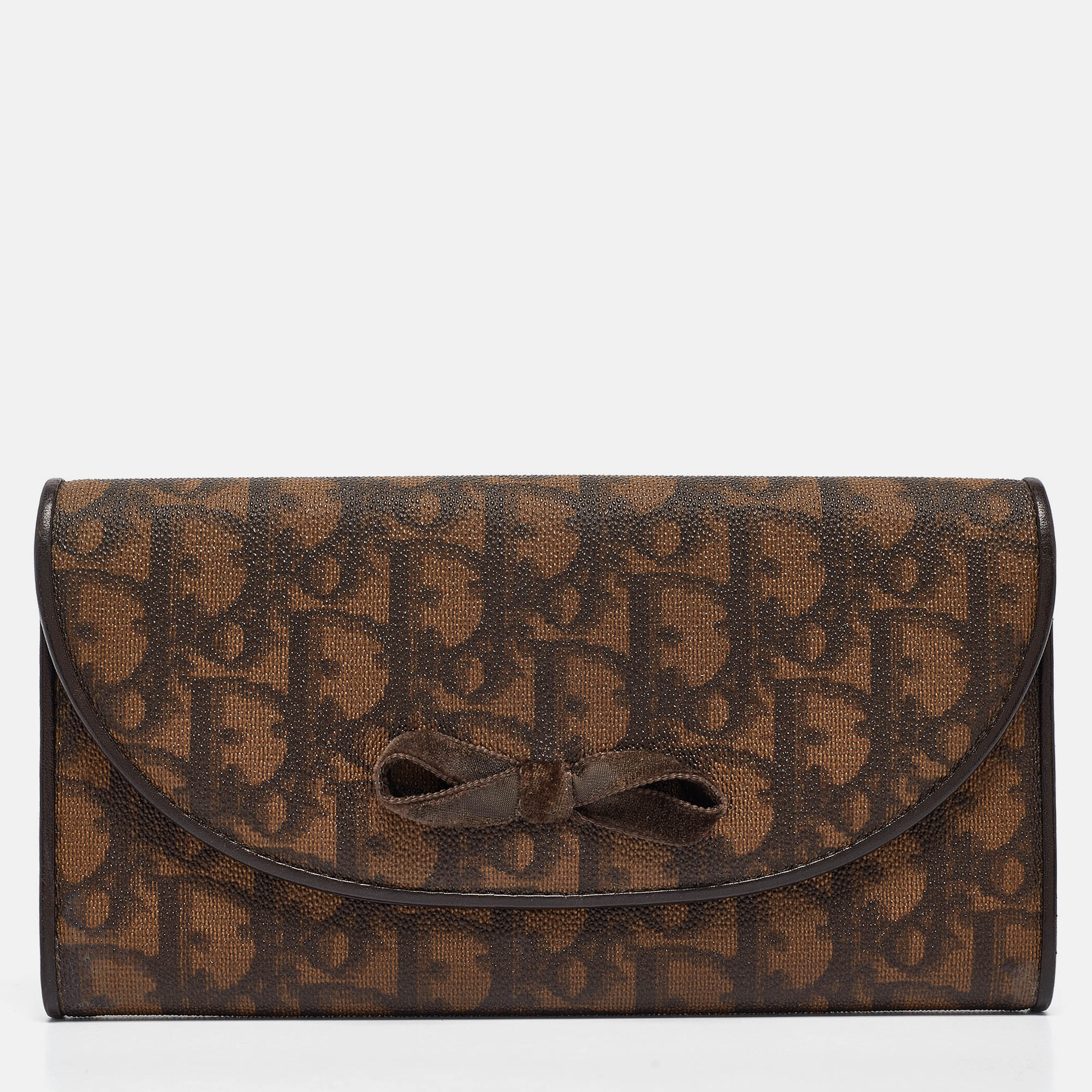 Dark Br Diorissimo Coated Canvas 1:1 Rep Bow Continental Wallet