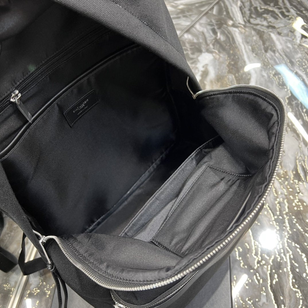 Top Quality City Backpack In Canvas Unisex For Women 15in/38cm Black YSL