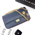 ChanelMaroon Medallion Nude Reissue 2.55 Classic 225 GlamIap Navy Blue Bag For Women 24cm/9.4in