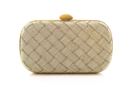 Bottega Veneta Brass Intrecciato Satin Clutch