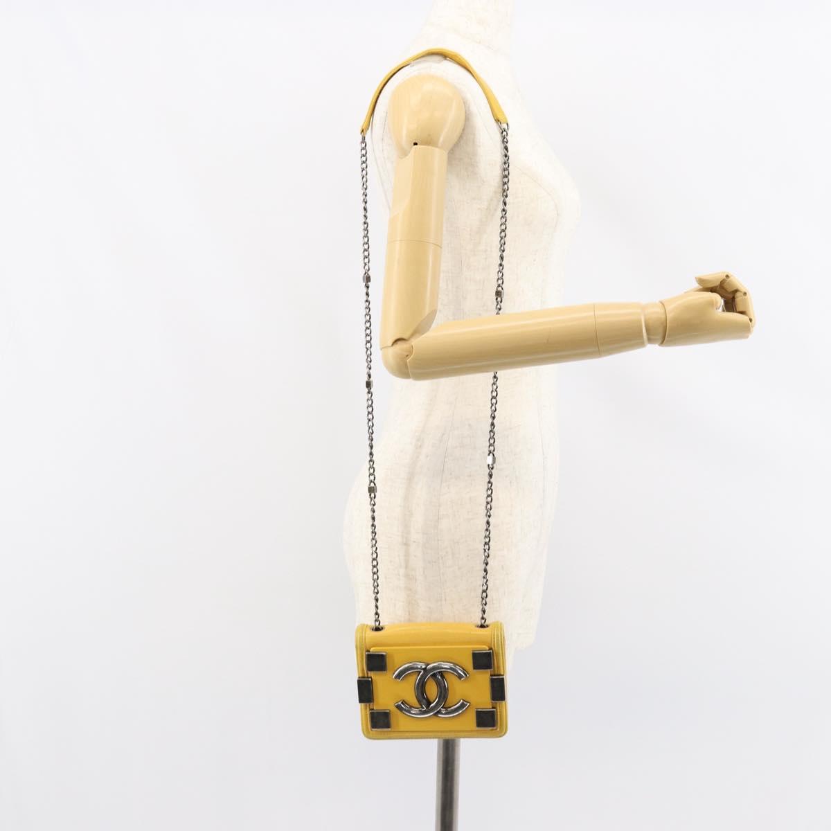 Chanel Boy Brick Flap Bag Lambskin And Plexiglass Yellow Leather Clutche & Pouche Bag