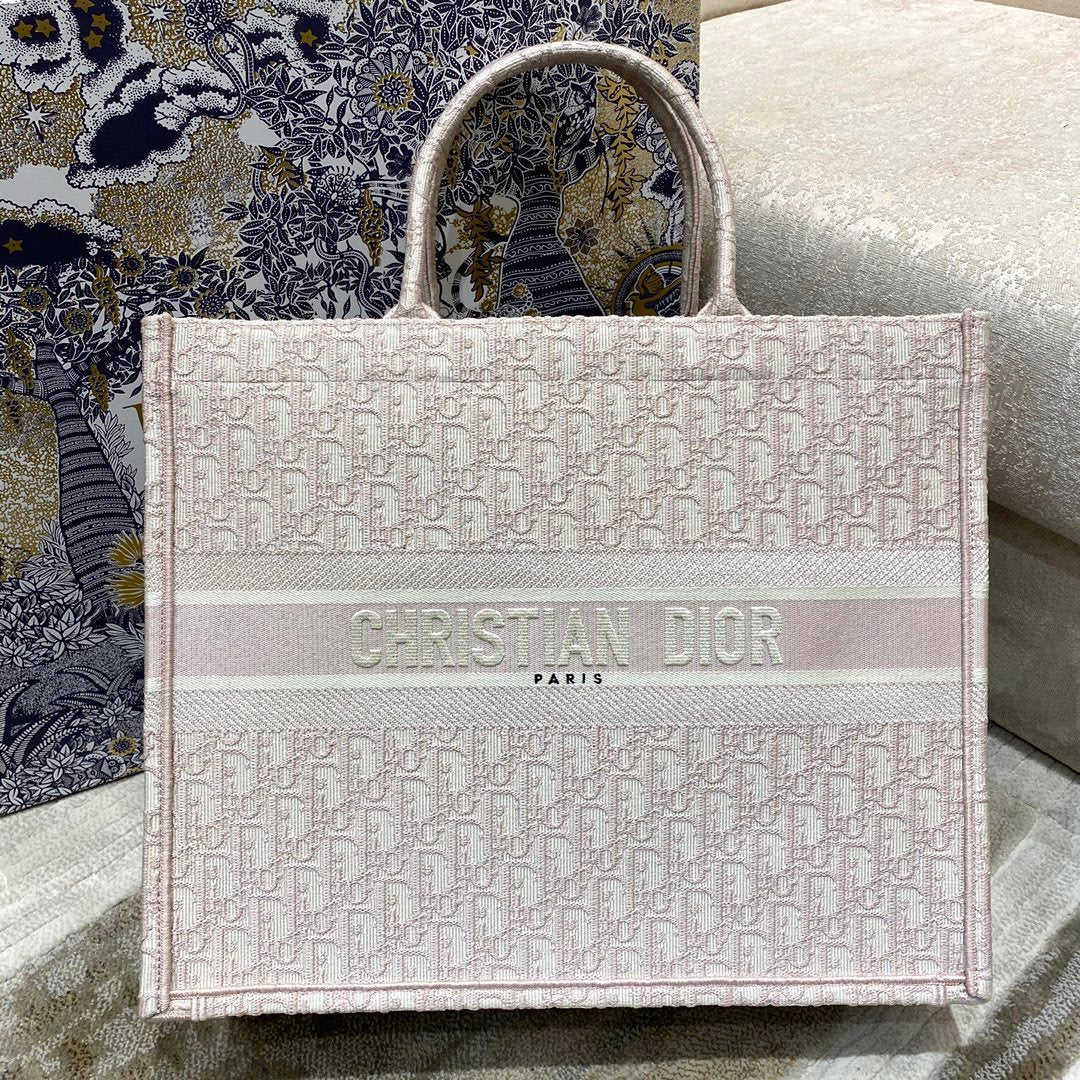 Dior Large Book Tote Rose Des Vents Oblique Embroidery, Pink, For Women Women’s Handbags, Shoulder Bags, 42cm CD