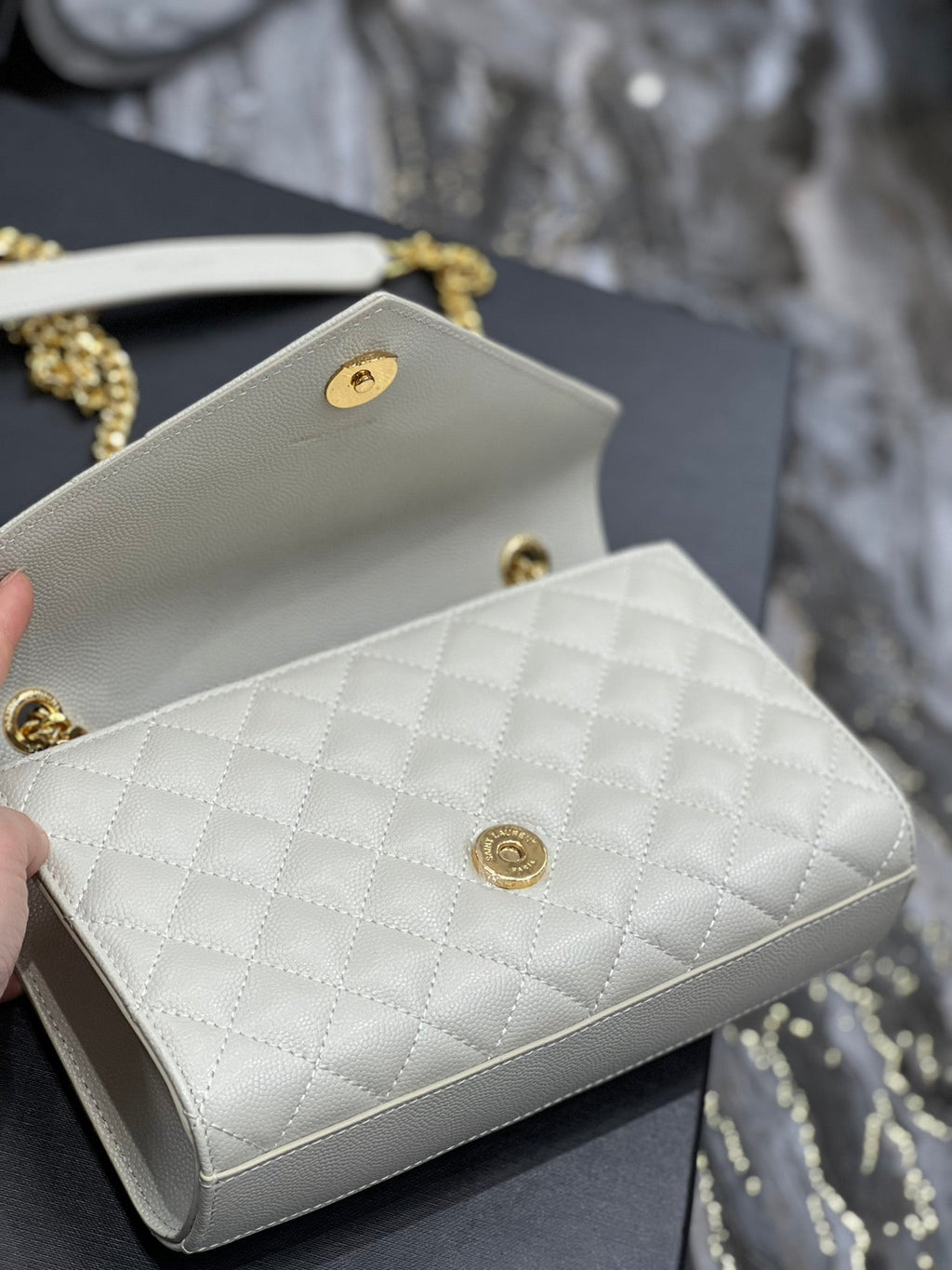 YSSL Small Bag White In Mix Matelasse For Women 8in/21cm YSL 600195BOW919207