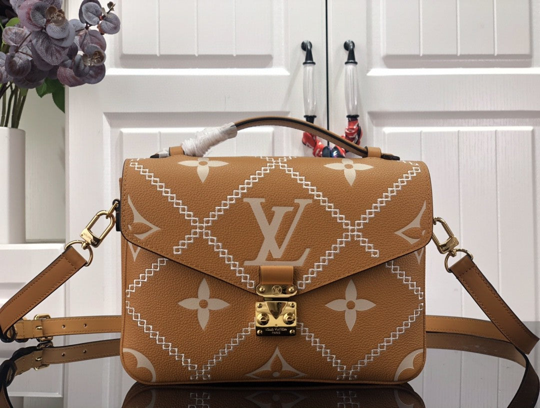 Louis Vuitton Pochette Metis Monogram Empreinte Arizona Brown For Spring,  Shoulder And Crossbody Bags 9.8in/25cm Louis Vuitton M46018
